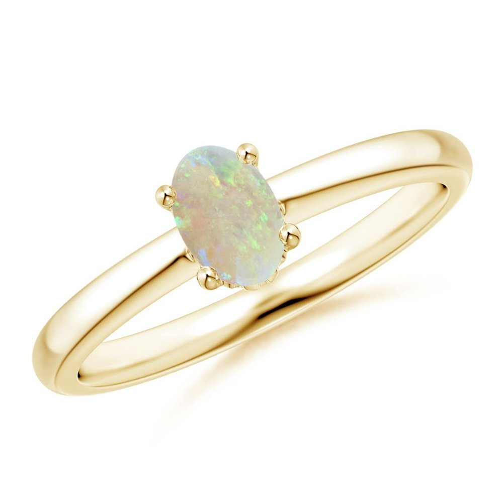 Classic Solitaire Oval Opal Promise Ring In Gold